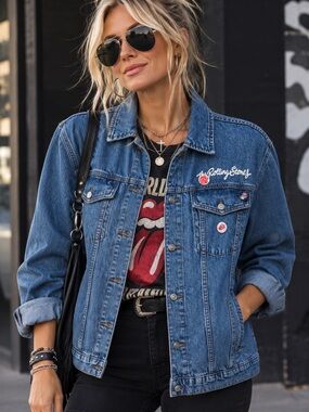 Unisex The Rolling Stones Jean Jacket Size L